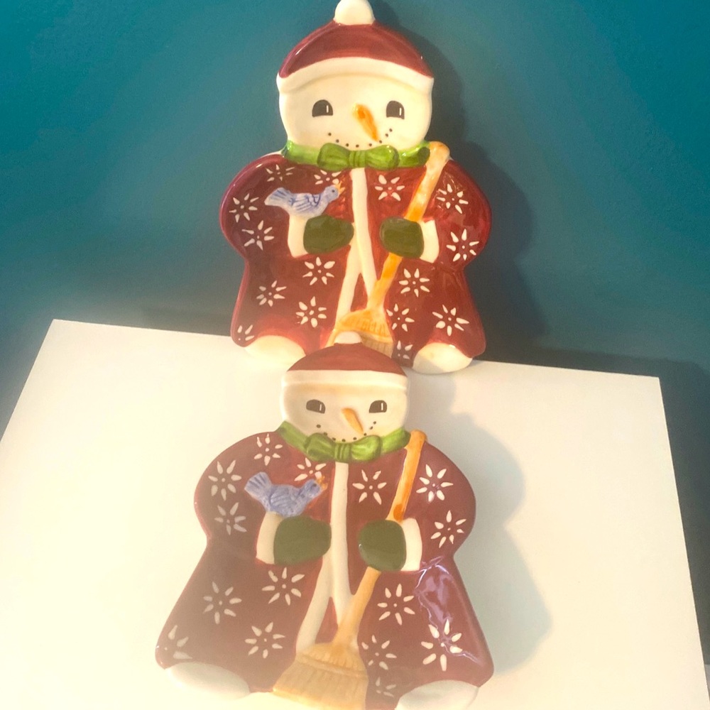 Block by Gear Snow People Hand Painted Snowman Spoon Rest  1999 holiday
